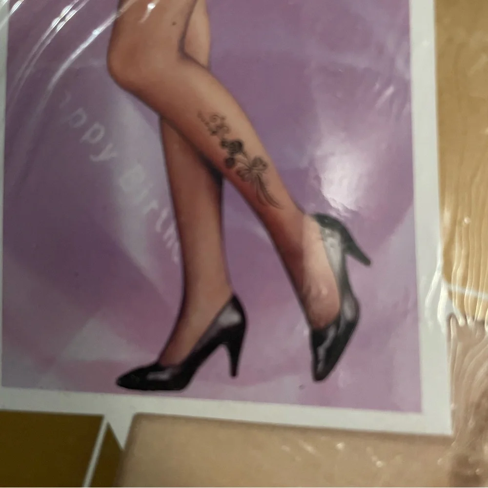 HiBaly Fashion Floral Rhinestone Pantyhose - Nude with Brown Design Vintage